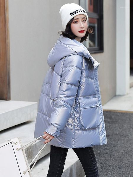women's down & parkas 2021 winter style padded jacket loose fashion coat shiny mid-length thickening, Black
women's down & parkas 2021 winter style padded jacket loose fashion coat shiny mid-length thickening, Black