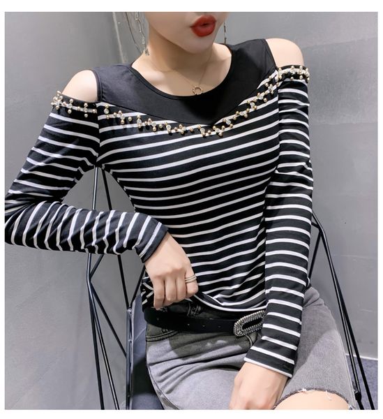 2021 new fall winter korean clothes t-shirt fashion patchwork off shoulder beading cotton women ropa mujer tees t08610l rfhf, White
2021 new fall winter korean clothes t-shirt fashion patchwork off shoulder beading cotton women ropa mujer tees t08610l rfhf, White