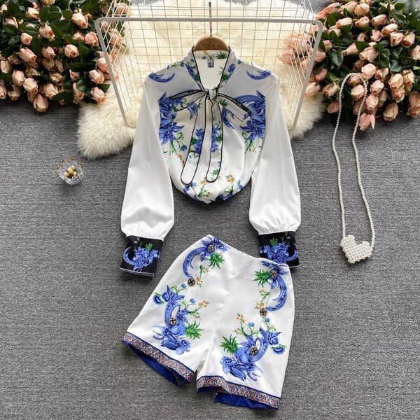 women's tracksuits light familiar style professional suit ladies shirt elegant tie bow all-match printed wide-leg shorts two-piece, Gray
women's tracksuits light familiar style professional suit ladies shirt elegant tie bow all-match printed wide-leg shorts two-piece, Gray