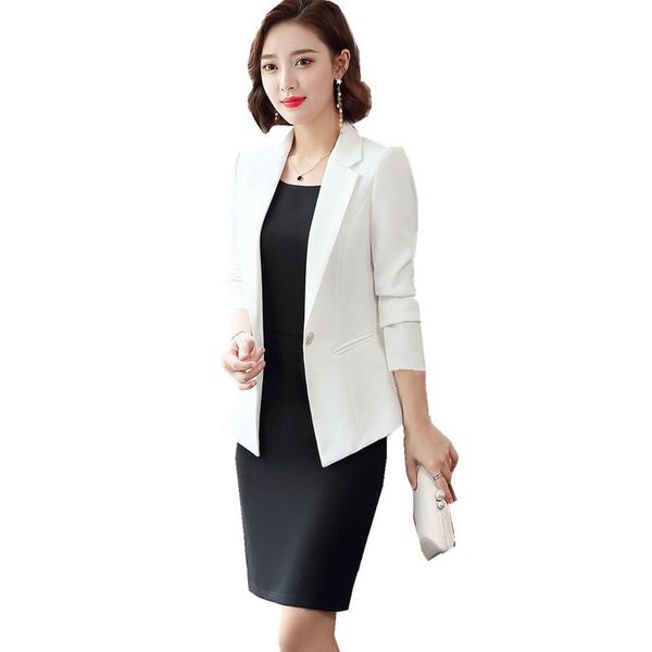 work dresses woman office suit blazer dress set ladies full sleeve sleeveless 2 piece plus size formal yq8903, White;black
work dresses woman office suit blazer dress set ladies full sleeve sleeveless 2 piece plus size formal yq8903, White;black