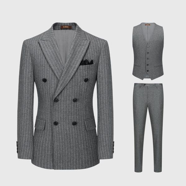 men's suits & blazers 2021 fashionable clothing for men wool suit double-breasted slim grey striped groom wedding dress winter thick 3, White;black
men's suits & blazers 2021 fashionable clothing for men wool suit double-breasted slim grey striped groom wedding dress winter thick 3, White;black