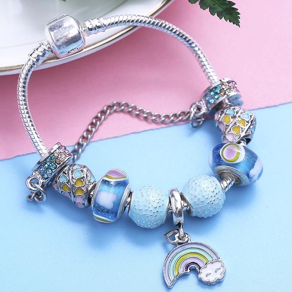 charm bracelets 2021 rainbow murano bracelet with silver color safety chain beads brand for women men lover jewelry gift, Golden;silver
charm bracelets 2021 rainbow murano bracelet with silver color safety chain beads brand for women men lover jewelry gift, Golden;silver
