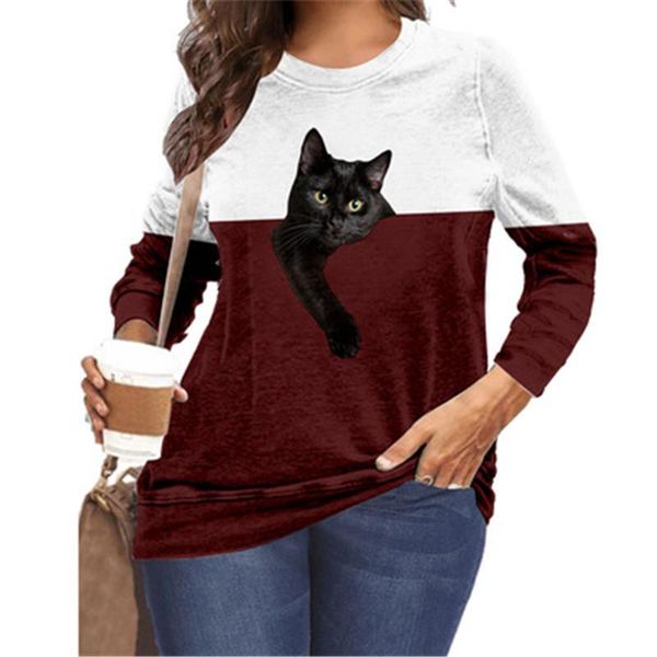 plus size t-shirt autumn long sleeve casual loose pullover 5xl 6xl women funny cat pattern printed ladies streetwear, Black
plus size t-shirt autumn long sleeve casual loose pullover 5xl 6xl women funny cat pattern printed ladies streetwear, Black