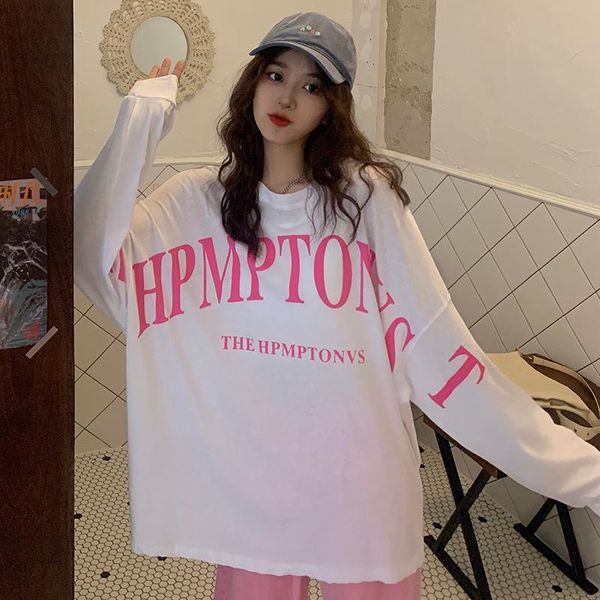 women's t-shirt 2021 loose batwing sleeve ladies autumn korean thin long-sleeved bottoming oversized shirt student top, White
women's t-shirt 2021 loose batwing sleeve ladies autumn korean thin long-sleeved bottoming oversized shirt student top, White