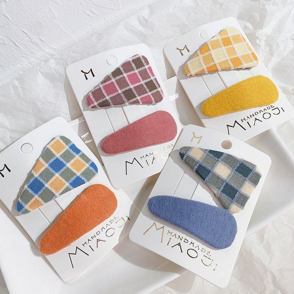 barrettes hairpin korean two-piece plaid fabric bb clip set girls' college style simple hair accessories combination, Golden;silver
barrettes hairpin korean two-piece plaid fabric bb clip set girls' college style simple hair accessories combination, Golden;silver
