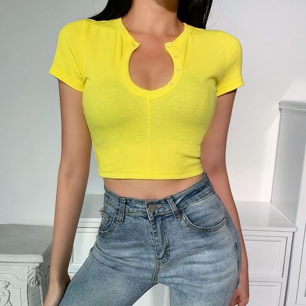 summer style fashion t-shirt 2021 cute short sleeve u collar button yellow solid bodycon high street women t-shirt, White
summer style fashion t-shirt 2021 cute short sleeve u collar button yellow solid bodycon high street women t-shirt, White