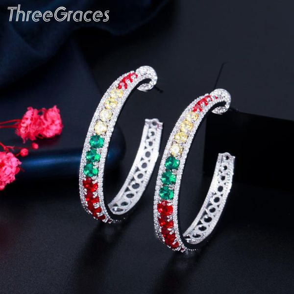 hoop & huggie threegraces luxury multicolor cubic zirconia big geometric circle round earrings for women silver color trend jewelry er648, Golden;silver
hoop & huggie threegraces luxury multicolor cubic zirconia big geometric circle round earrings for women silver color trend jewelry er648, Golden;silver