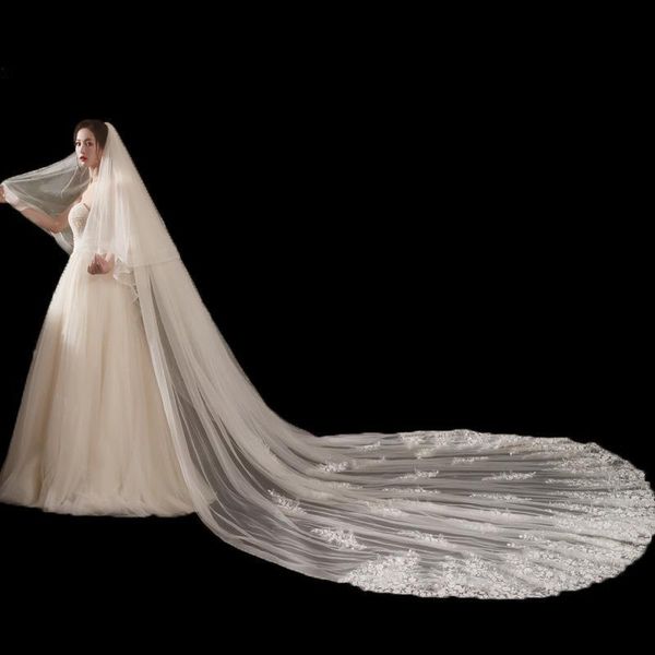 bridal veils 3x3.5m long with comb two layers ruffles wedding champange sparkle cathedral length full lace edge appliques, Black
bridal veils 3x3.5m long with comb two layers ruffles wedding champange sparkle cathedral length full lace edge appliques, Black