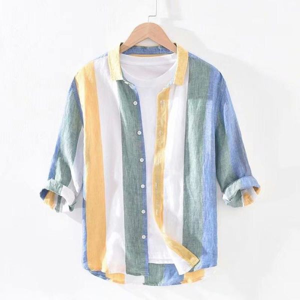 missky men shirt linen shirt casual three quarter sleeve loose summer spring thin male clothes new 2021, White;black
missky men shirt linen shirt casual three quarter sleeve loose summer spring thin male clothes new 2021, White;black