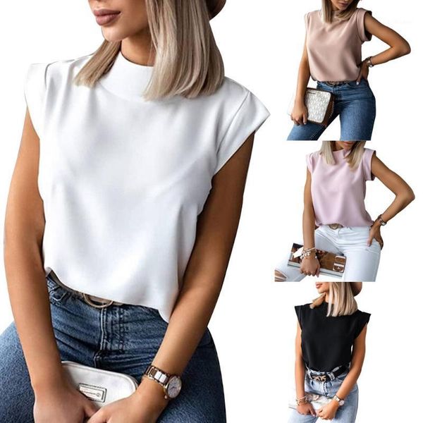 women's t-shirt women short sleeve stand-up collar summer fashion solid color for ladies girls, White
women's t-shirt women short sleeve stand-up collar summer fashion solid color for ladies girls, White