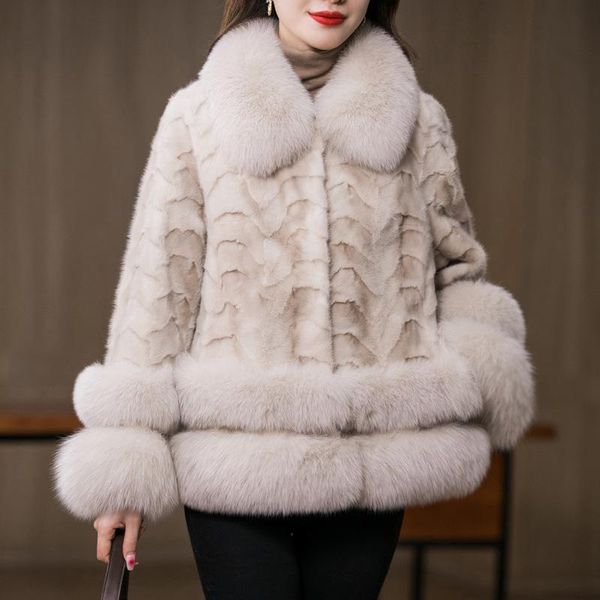 women's fur & faux fashion luxurious collar stitching mink coat women soft natural 2021 jacket double-faced, Black
women's fur & faux fashion luxurious collar stitching mink coat women soft natural 2021 jacket double-faced, Black