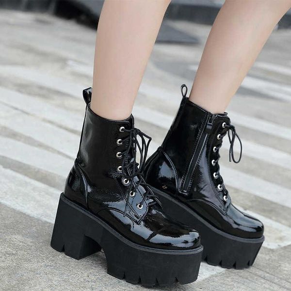 boots cross strap patent leather 8cm high heel thick short women's waterproof platform muffin bottom harajuku, Black
boots cross strap patent leather 8cm high heel thick short women's waterproof platform muffin bottom harajuku, Black