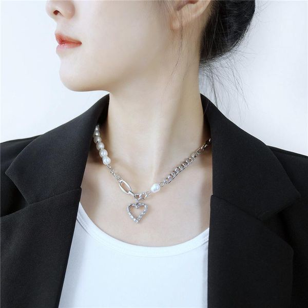 pendant necklaces stainless steel color korean fashion lrregular artificial pearl women's neck chains heart necklace for women jewelry, Silver
pendant necklaces stainless steel color korean fashion lrregular artificial pearl women's neck chains heart necklace for women jewelry, Silver