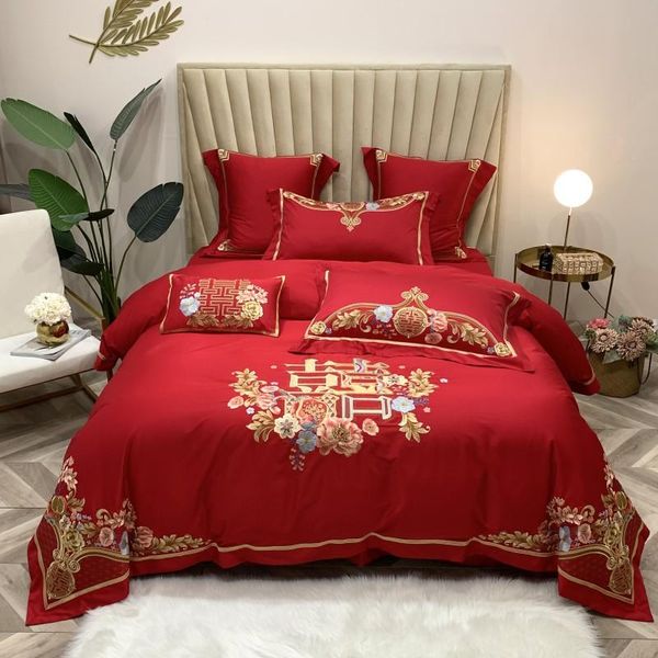 luxury red wedding style embroidery cotton duvet cover bed linen fitted sheet pillowcases bedclothes bedspread king size
luxury red wedding style embroidery cotton duvet cover bed linen fitted sheet pillowcases bedclothes bedspread king size