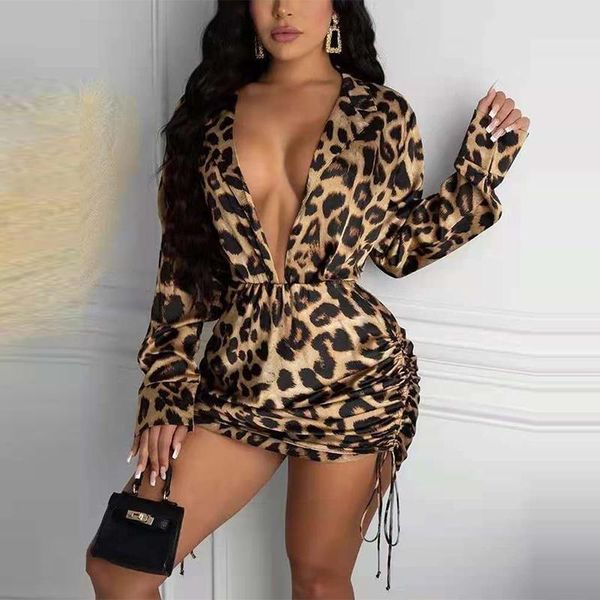 casual dresses leopard print deep v neck dress women long sleeve party drawstring night clubwear autumn 2021 female vestidos, Black;gray
casual dresses leopard print deep v neck dress women long sleeve party drawstring night clubwear autumn 2021 female vestidos, Black;gray