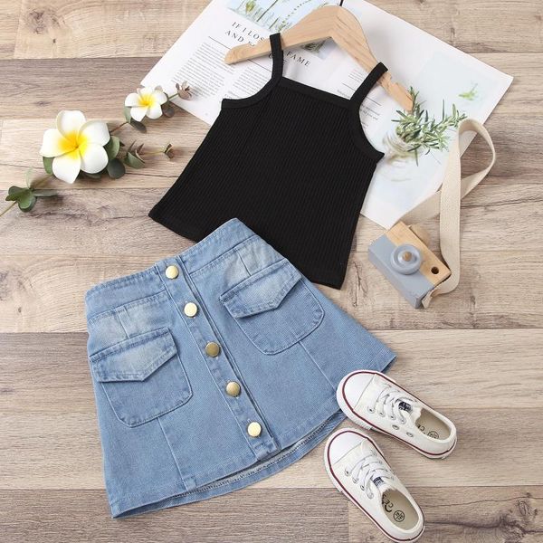 4 colors summer fashion children girls clothing sets ribbed knitted sleeveless vest +button denim a-line skirts 1-5years, White
4 colors summer fashion children girls clothing sets ribbed knitted sleeveless vest +button denim a-line skirts 1-5years, White