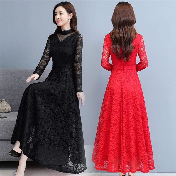 casual dresses fashion hollow collar lace dress female autumn and winter 2021 elegant ladies temperament slim long for party y561, Black;gray
casual dresses fashion hollow collar lace dress female autumn and winter 2021 elegant ladies temperament slim long for party y561, Black;gray
