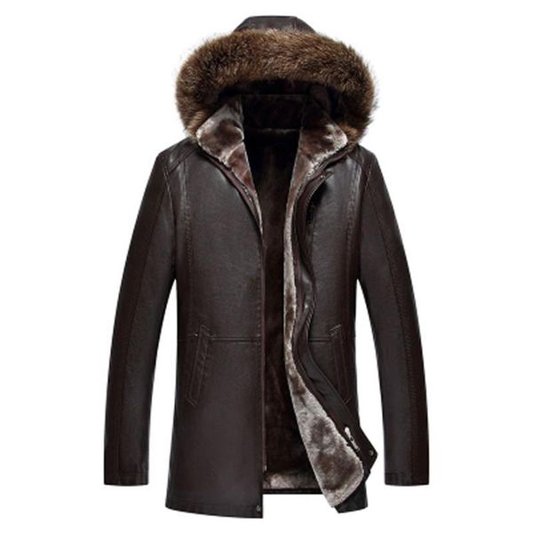 men's leather & faux winter mens clothing coat sheepskin natural long sleeve button casual slim fit casacas parka office business jacke, Black
men's leather & faux winter mens clothing coat sheepskin natural long sleeve button casual slim fit casacas parka office business jacke, Black