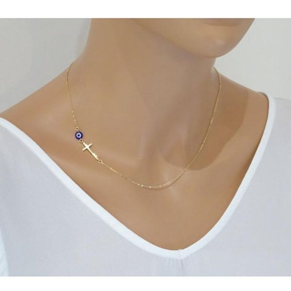 pendant necklaces tiny evil eye simple sideways cross necklace dainty celebrity inspired chain bijoux collar jewelry, Silver
pendant necklaces tiny evil eye simple sideways cross necklace dainty celebrity inspired chain bijoux collar jewelry, Silver