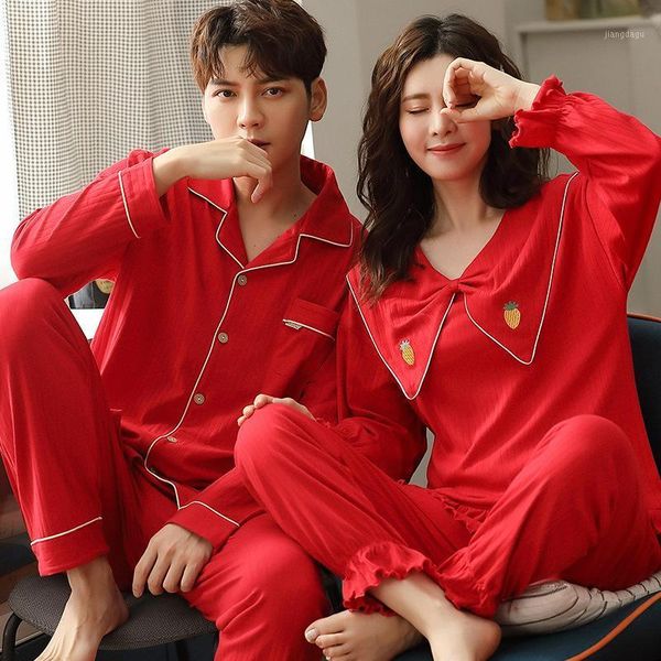 2pcs couple cute strawberry bow pajamas suit long sleeve pure cotton spring and autumn solid color burgundy women's men's sleepwea, Black;brown
2pcs couple cute strawberry bow pajamas suit long sleeve pure cotton spring and autumn solid color burgundy women's men's sleepwea, Black;brown