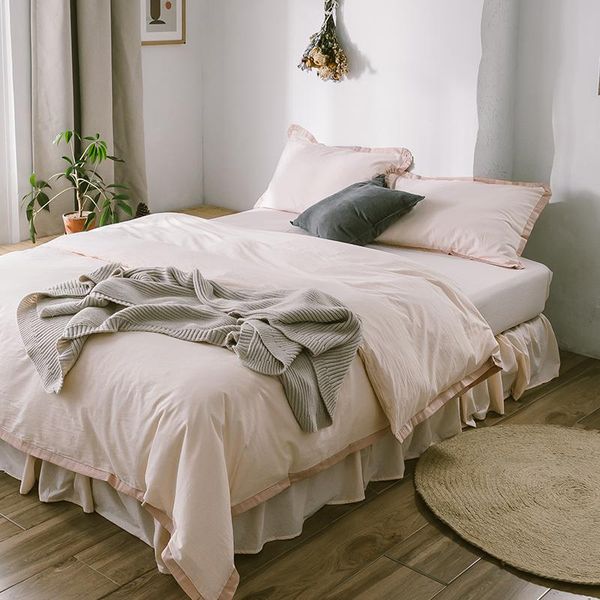 bedding sets four-piece set of washed cotton contrasting color bare sleep ruffle pure japanese style minimalist bed sheets
bedding sets four-piece set of washed cotton contrasting color bare sleep ruffle pure japanese style minimalist bed sheets