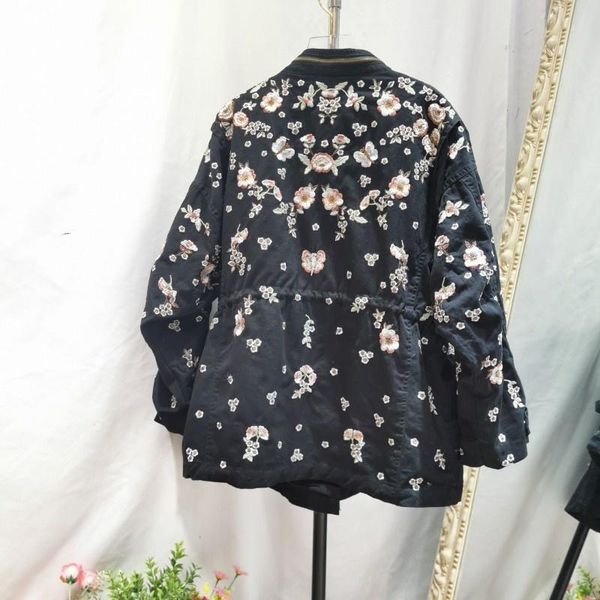 women's wool & blends and autumn 2021 fashion spring embroidery heavy industry drawstring loose waist windbreaker work clothes, Black
women's wool & blends and autumn 2021 fashion spring embroidery heavy industry drawstring loose waist windbreaker work clothes, Black