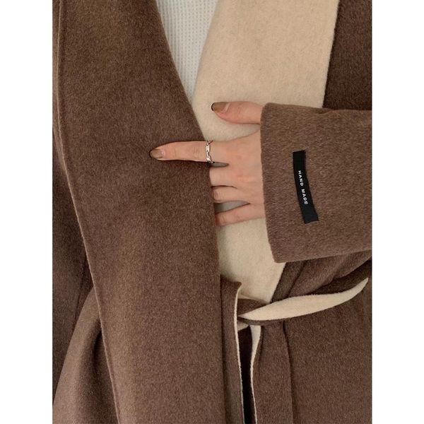 women's wool & blends hesapp original light luxury neckline fringed scarf design 100% double-sided coat temperament warm cocostly women, Black
women's wool & blends hesapp original light luxury neckline fringed scarf design 100% double-sided coat temperament warm cocostly women, Black