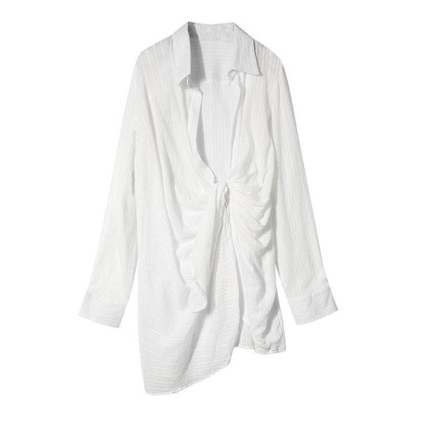 women's blouses & shirts seebeautiful summer 2021 fashion pleated striped blouse long sleeve lapel irregular loose shirt women y028, White
women's blouses & shirts seebeautiful summer 2021 fashion pleated striped blouse long sleeve lapel irregular loose shirt women y028, White