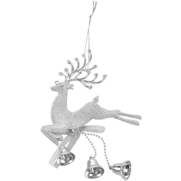 

christmas decorations 1pcs reindeer home tree ornament deer hanging pendant with bells xmas baubles festival party decoration supplies(silve