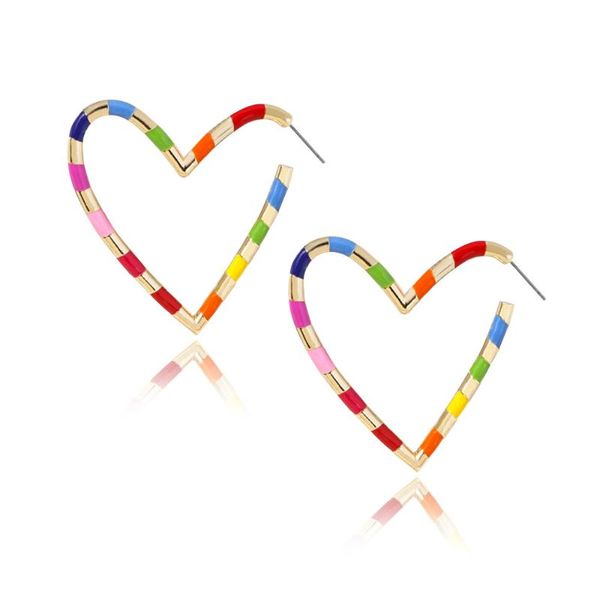 hoop & huggie 2021 colorful heart earrings for women big large statement rainbow earring girls party jewelry ear accessories, Golden;silver
hoop & huggie 2021 colorful heart earrings for women big large statement rainbow earring girls party jewelry ear accessories, Golden;silver