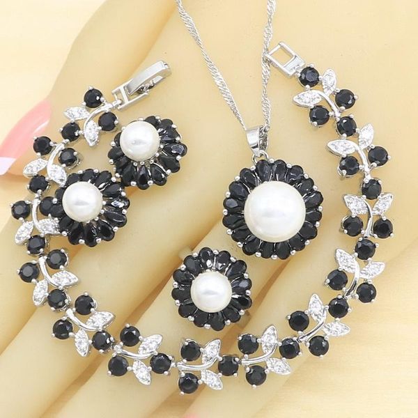 wedding jewelry sets white pearl for women black zircon silver color stud earrings rings necklace pendant bracelet, Slivery;golden
wedding jewelry sets white pearl for women black zircon silver color stud earrings rings necklace pendant bracelet, Slivery;golden