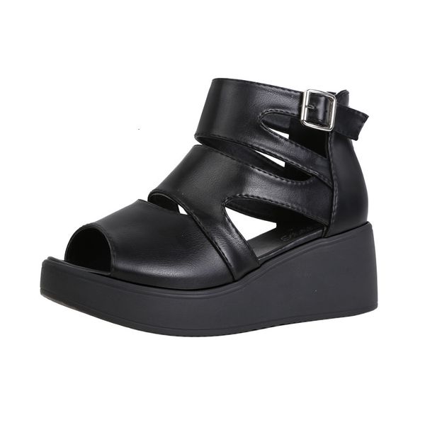 rome wedges shoes genuine ladies women's fashions sandals t6zu, Black