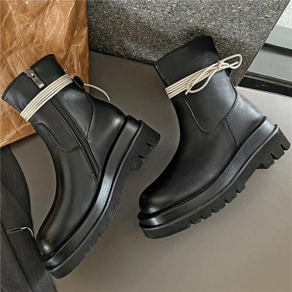 boots women handmade genuine leather high platform black roundtoe cow short thick sole side zip women's ankle shoes
boots women handmade genuine leather high platform black roundtoe cow short thick sole side zip women's ankle shoes