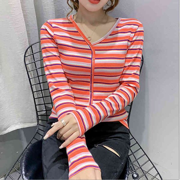 women's t-shirt striped button sleeve long sleeve women's shirt thin cotton 2021 spring fall with cleavage on korean clothes woma, White
women's t-shirt striped button sleeve long sleeve women's shirt thin cotton 2021 spring fall with cleavage on korean clothes woma, White