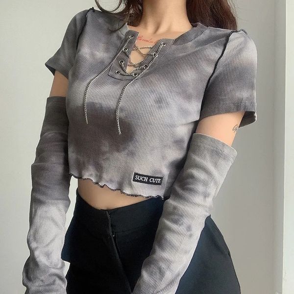 black gothic tie dye long sleeve crop women harajuku vintage casual streetwear aesthetic elegant bodycon t shirt 2021, White
black gothic tie dye long sleeve crop women harajuku vintage casual streetwear aesthetic elegant bodycon t shirt 2021, White