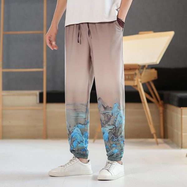 men's pants male sports sweatpants fashion trendy retro harem national style printed drawstrings, Black
men's pants male sports sweatpants fashion trendy retro harem national style printed drawstrings, Black