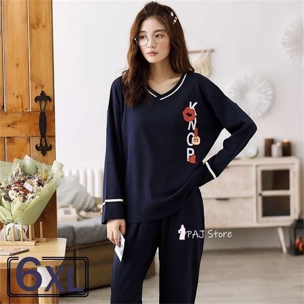 5xl plus size cotton women's pajamas spring pullover sleepwear home clothes nightie female pajama sets pyjamas pijama 211116, Black;red
5xl plus size cotton women's pajamas spring pullover sleepwear home clothes nightie female pajama sets pyjamas pijama 211116, Black;red