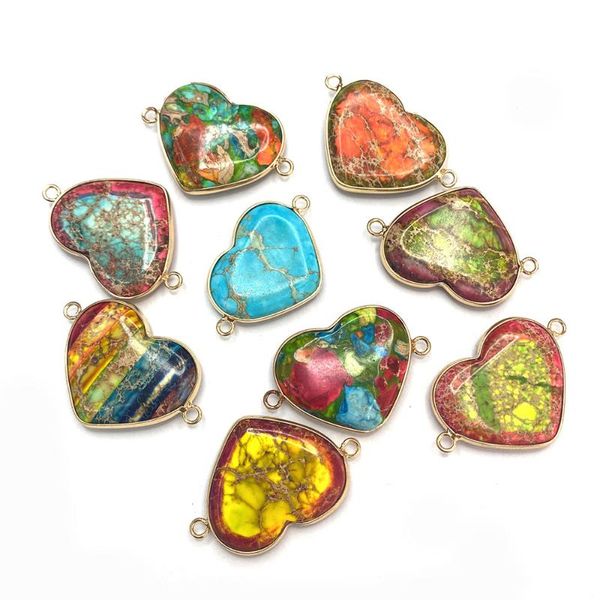 charms love heart shaped king stone connector, color healing double hole pendant for diy handmade fashion jewelry accessories, Bronze;silver
charms love heart shaped king stone connector, color healing double hole pendant for diy handmade fashion jewelry accessories, Bronze;silver