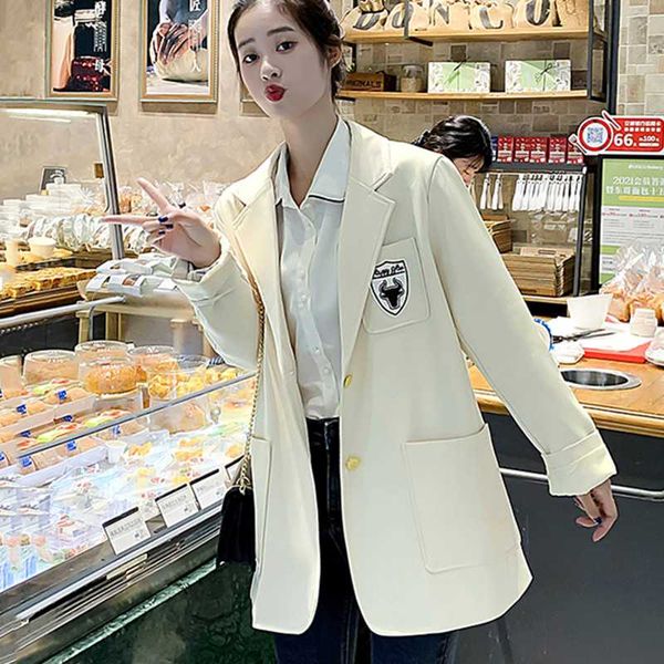 women's suits & blazers high-quality and elegant 2021 korean version of the high-level loose fashion jacket temperament casual small su, White;black
women's suits & blazers high-quality and elegant 2021 korean version of the high-level loose fashion jacket temperament casual small su, White;black