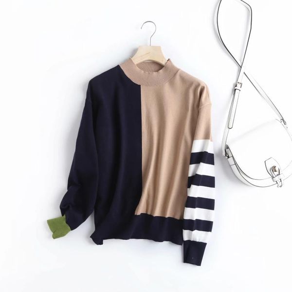 women's sweaters 2021 autumn winter women ladies round neck asymmetric stripe stitching slim knitted sweater femme korean shirts jumper, White;black
women's sweaters 2021 autumn winter women ladies round neck asymmetric stripe stitching slim knitted sweater femme korean shirts jumper, White;black