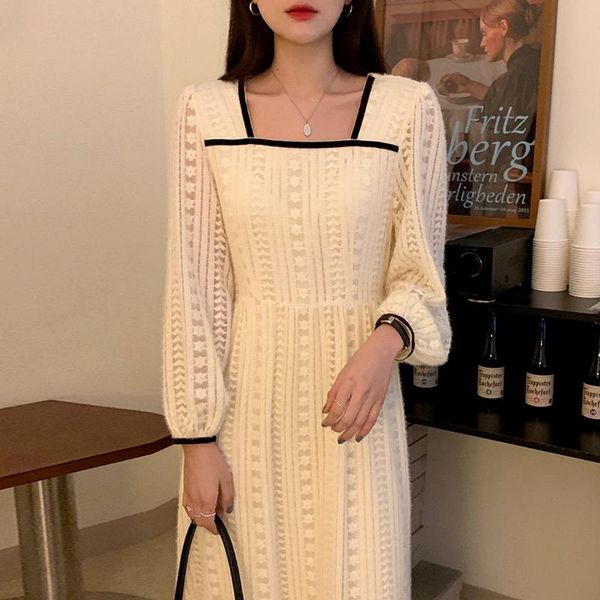 casual dresses retro square collar color contrast lace hook flower dress women slim waist long sleeve autumn vestidos mujer elegant party ro, Black;gray
casual dresses retro square collar color contrast lace hook flower dress women slim waist long sleeve autumn vestidos mujer elegant party ro, Black;gray