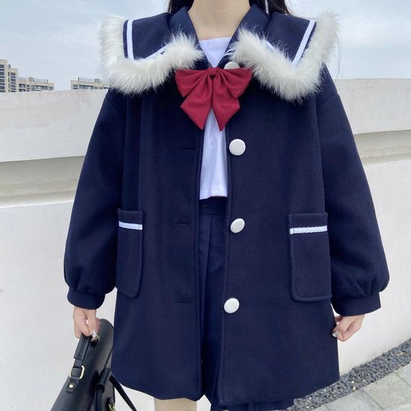 women's wool & blends autumn college style woolen coat women japanese sweet full sleeve jk uniform cardigan soft girl kawaii sailor col, Black
women's wool & blends autumn college style woolen coat women japanese sweet full sleeve jk uniform cardigan soft girl kawaii sailor col, Black