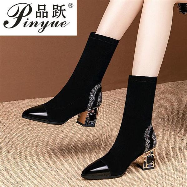 boots slim short woman mid calf boot elastic fabric rhinestone square heel women's winter shoes female footware black
boots slim short woman mid calf boot elastic fabric rhinestone square heel women's winter shoes female footware black