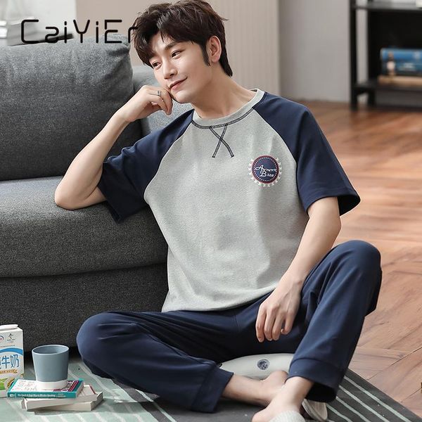 caiyier autumn men cotton pajamas set o-neck short sleeve elastic pants sleepwear leisure soft nightwear men homewear suit l-4xl, Black;brown 
caiyier autumn men cotton pajamas set o-neck short sleeve elastic pants sleepwear leisure soft nightwear men homewear suit l-4xl, Black;brown
