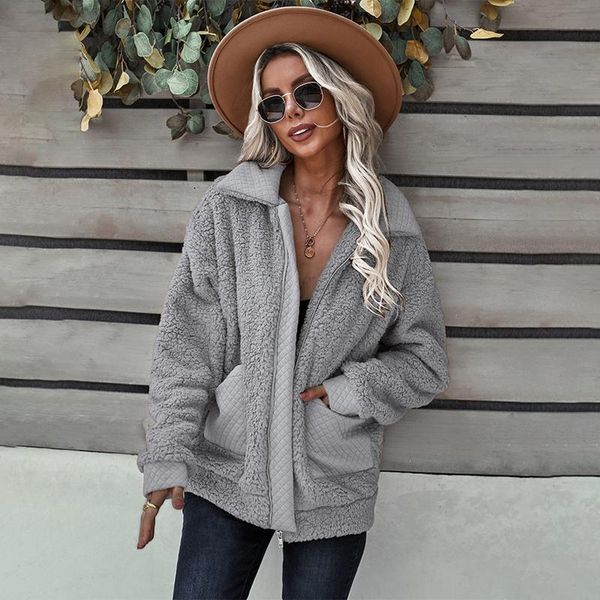 women's jackets autumn winter casual all match jacket 2021 pure color furry temperament zipper big pocket chic warm coat, Black;brown 
women's jackets autumn winter casual all match jacket 2021 pure color furry temperament zipper big pocket chic warm coat, Black;brown