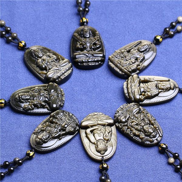 natural gold obsidian life buddha strands pendants necklace 12 zodiac lucky amulet necklaces men and women, Black
natural gold obsidian life buddha strands pendants necklace 12 zodiac lucky amulet necklaces men and women, Black