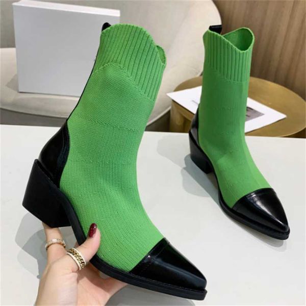 boots pointed toe knitting stretch high heel slip on mixed colors mid calf short leather design female shoes, Black
boots pointed toe knitting stretch high heel slip on mixed colors mid calf short leather design female shoes, Black