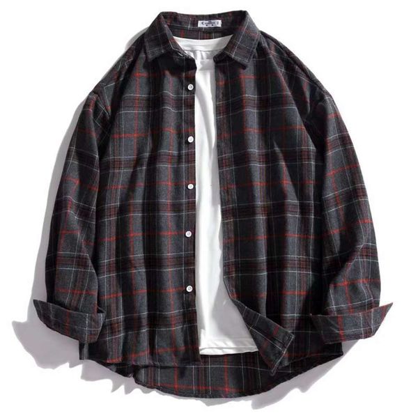 2020 autumn youth casual men's long sleeve student loose plaid shirt trend, White;black
2020 autumn youth casual men's long sleeve student loose plaid shirt trend, White;black