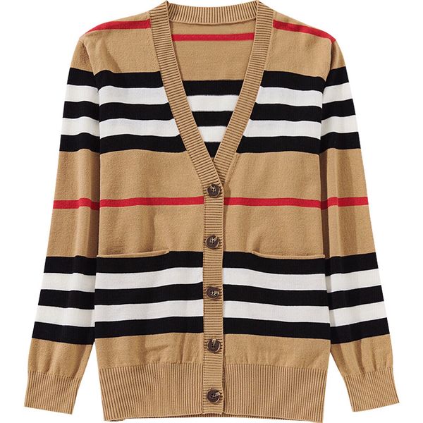 women's jackets eu 2021 autumn winter fashion women classic stripe v neck knitted button up cardigan korean sweater femme jersey luxury, Black;brown
women's jackets eu 2021 autumn winter fashion women classic stripe v neck knitted button up cardigan korean sweater femme jersey luxury, Black;brown