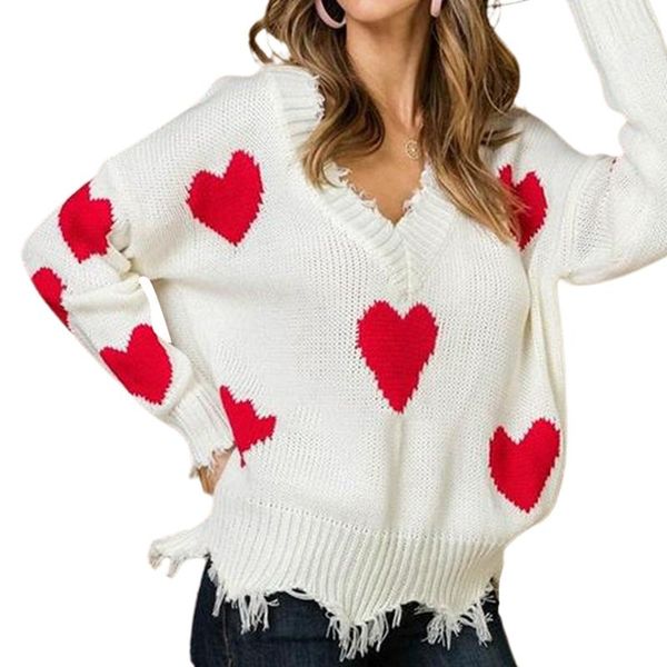 women's sweaters women fall sweater knitted heart crochet v-neck long-sleeves pullover with cropped ripped tassels for girls, White;black
women's sweaters women fall sweater knitted heart crochet v-neck long-sleeves pullover with cropped ripped tassels for girls, White;black